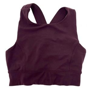 Athleta High Impact Sports Bra Size XXS Dark Burgundy Criss Cross Back